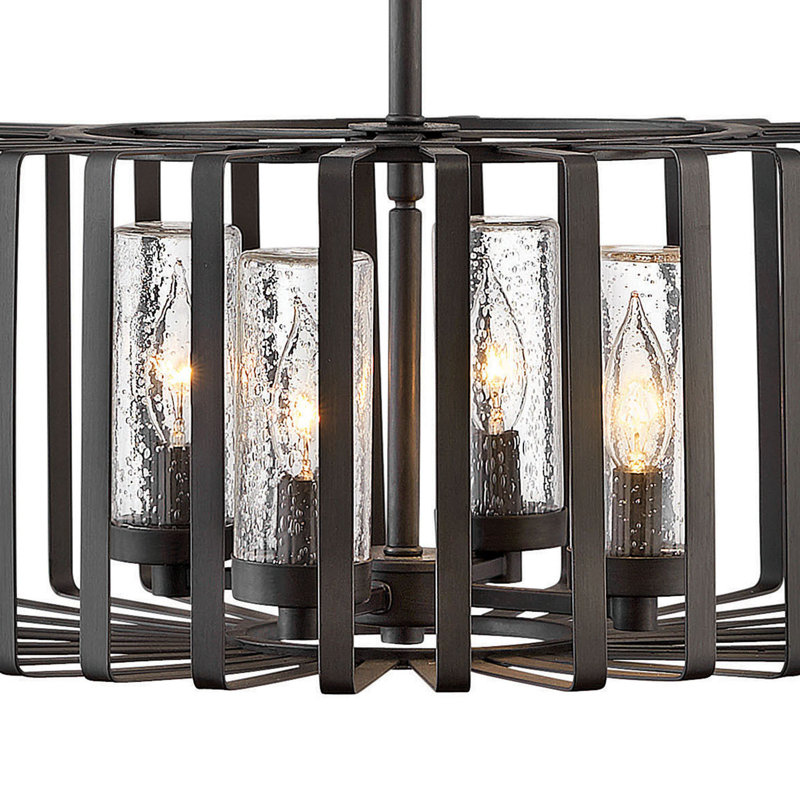Reid Four-Light 12V Outdoor Caged Chandelier
