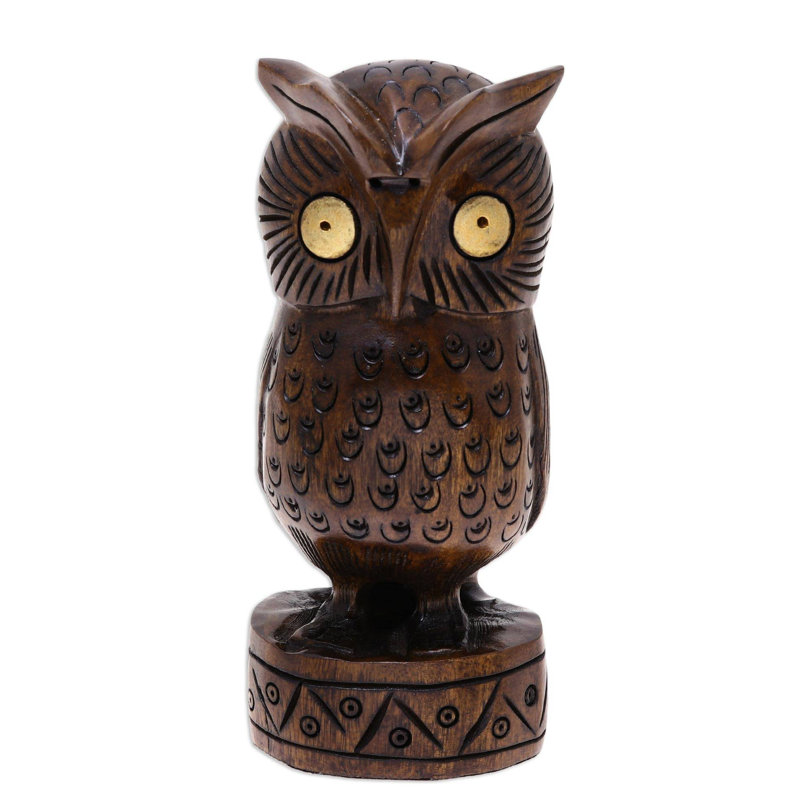Figurine en bois vigilance hibou Aymane