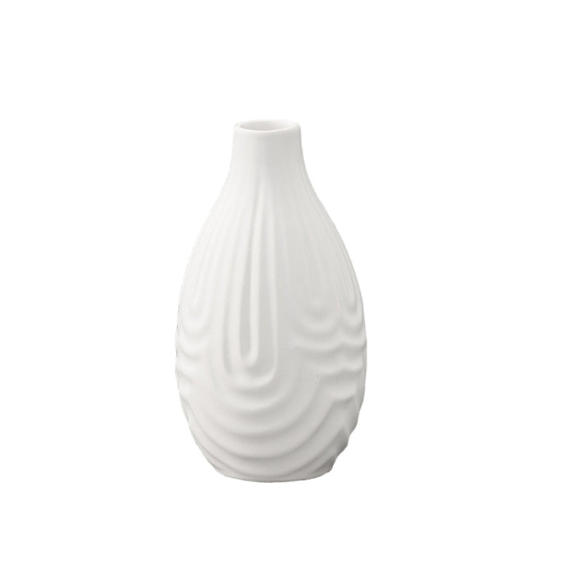 Vase rond en céramique blanc mat
