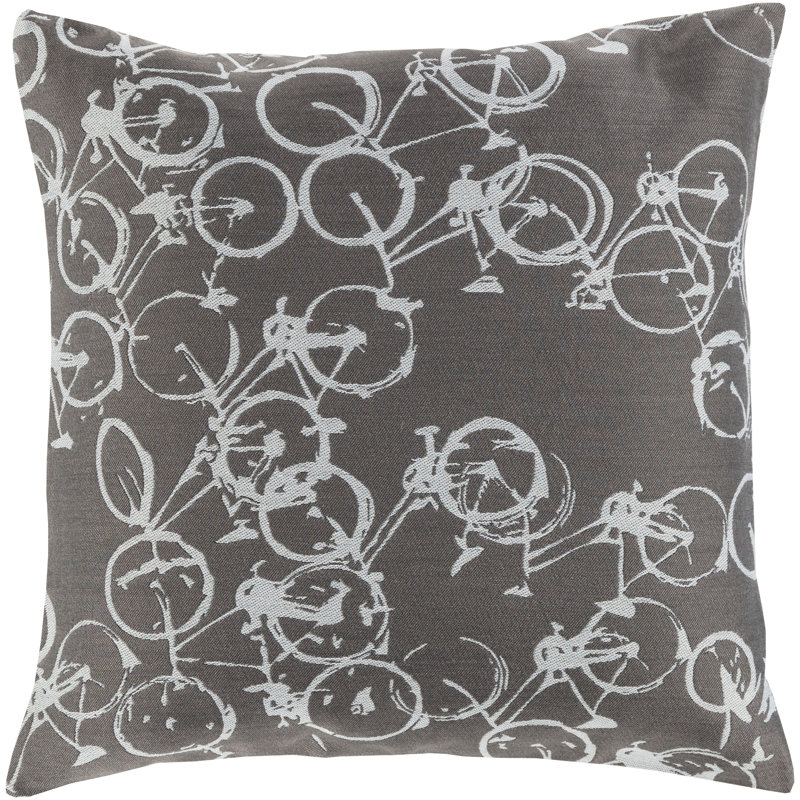  Coussin vélo, Gris foncé / ivoire, Duvet, 18 po x 18 po
