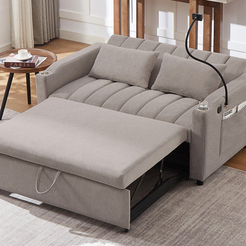 Canapé-lit Agon 55,9, Polyester gris clair