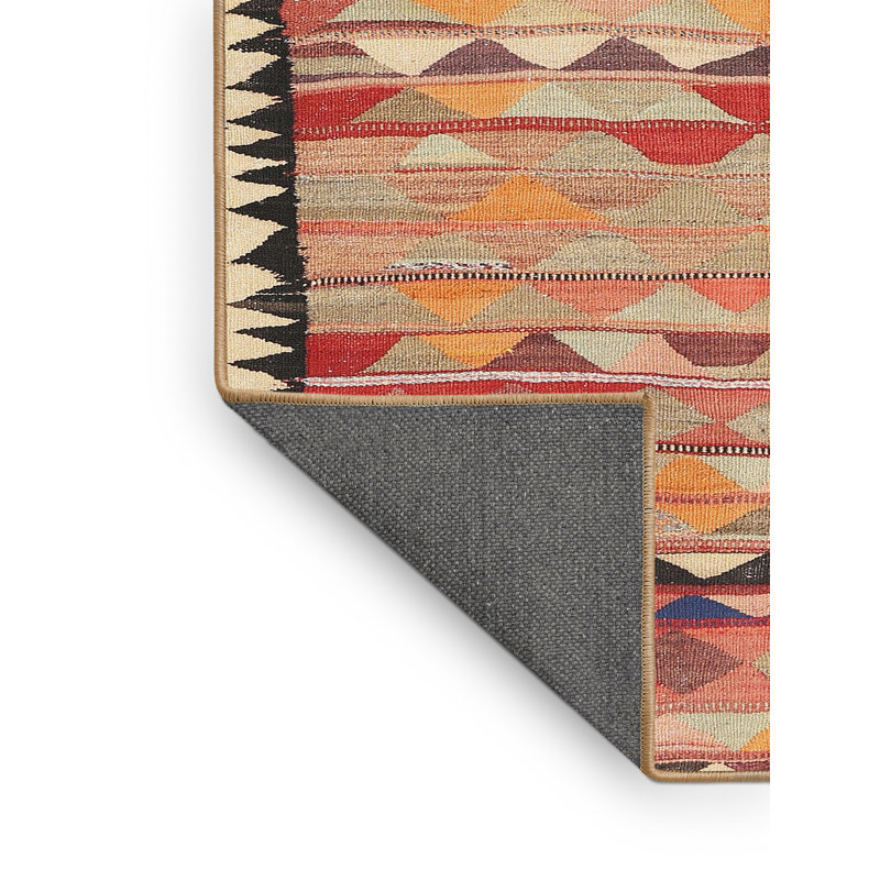 Tapis contemporain beige / rouge / noir, Rectangle 2 pi x 3 pi