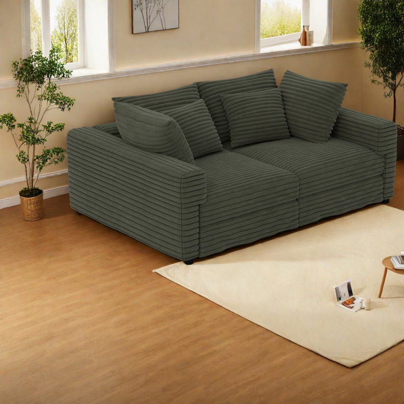 Comfortable Modern Sofas With Extended Multifunctional Design In Plush Corduroy