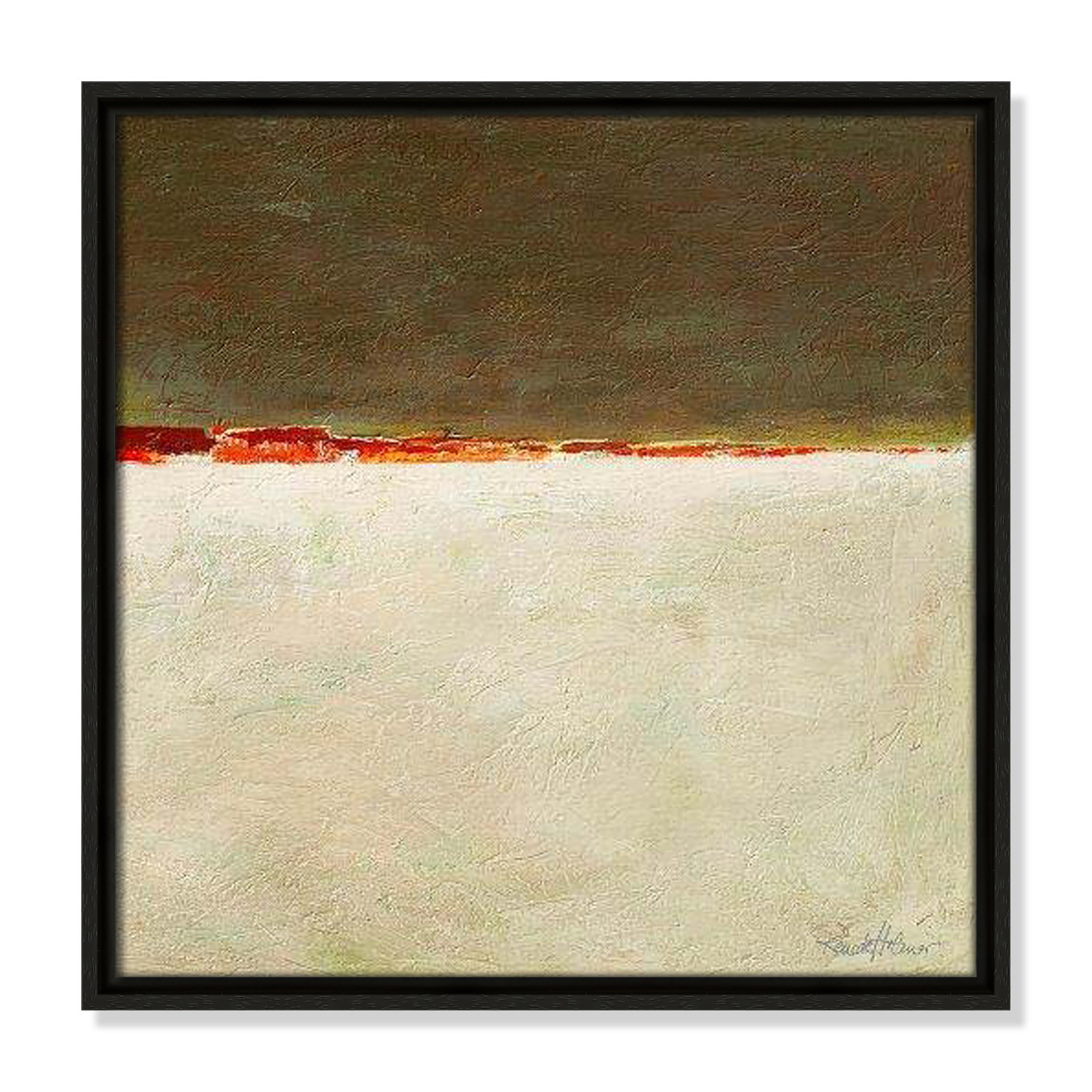 Orange Horizon I by Renate Holzner, Espresso Framed, 17.5'' H x 17.5'' W x 2'' D