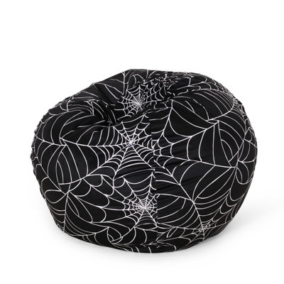 Fauteuil à billes en toile d'araignée de 3 pieds, noir et blanc, rembourré de mousse fine et confortable, fermeture à glissière amovible, accessoire pour améliorer l'espace de vie moderne dans un élément de confort résilient et sécuritaire