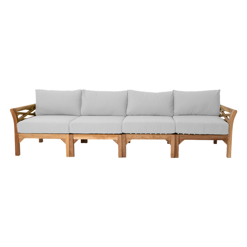 Monterey Teak Outdoor Deluxe Sofa with Sunbrella Cushions, Natural