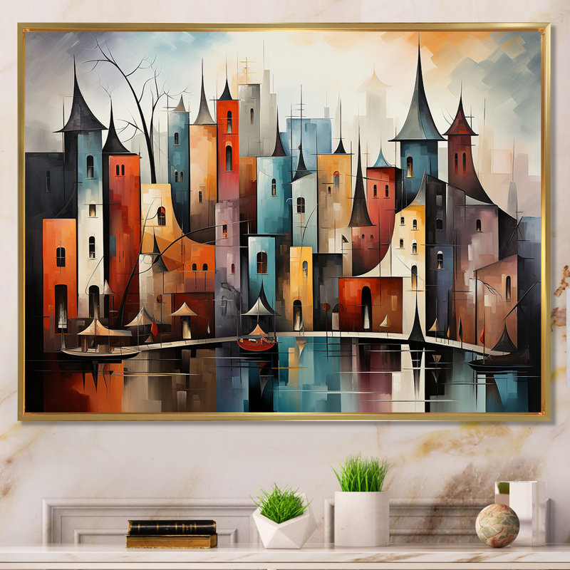 «Cubist Urbanism Horizon I», Cadre photo noir, 30" H x 40" W