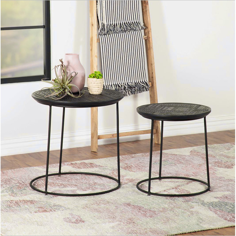Table gigogne 2 pièces noir mat