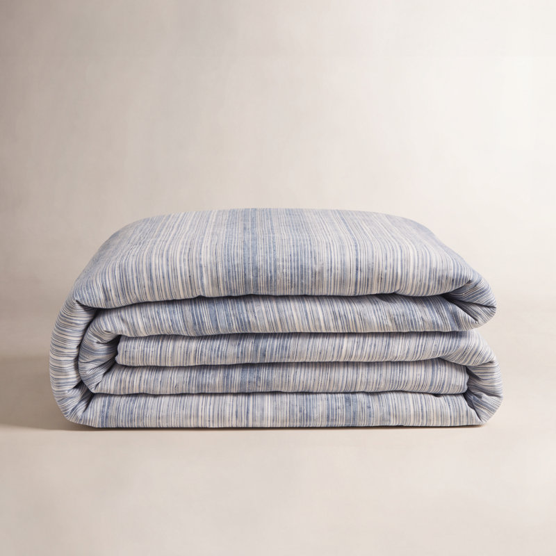 Sterling Stripe Linen Blue Duvet Cover, Twin/Twin XL Duvet Cover