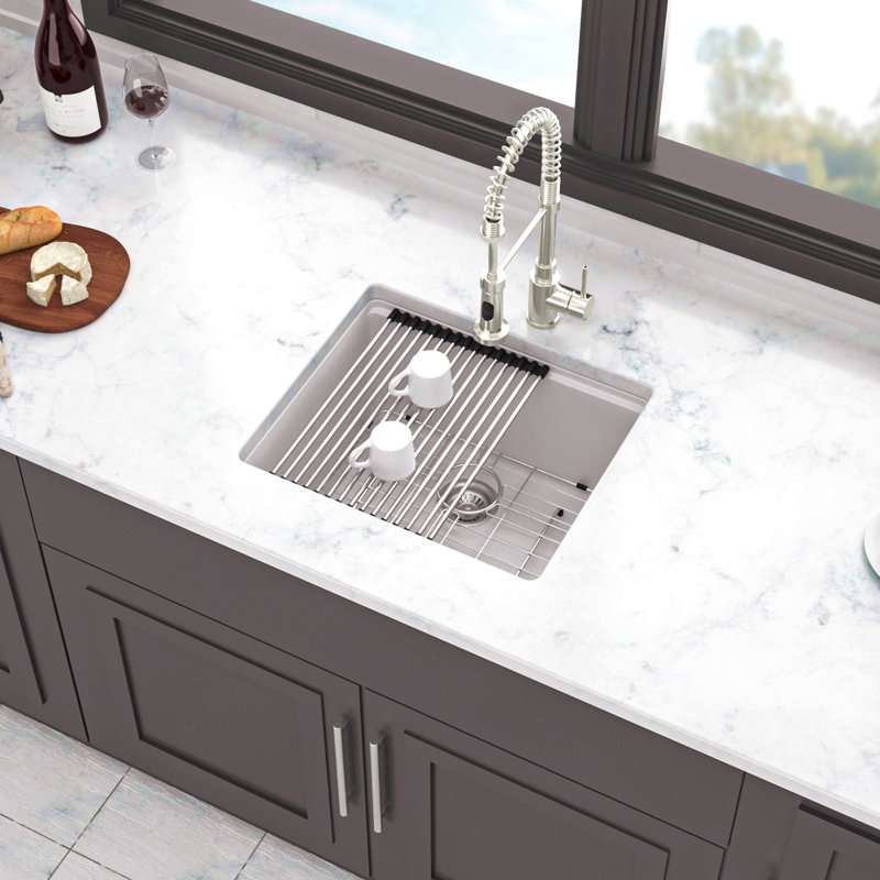 Quartz Kitchen Sink - Granite Composite Workstation Undermount Kitchen Sink, Polished White