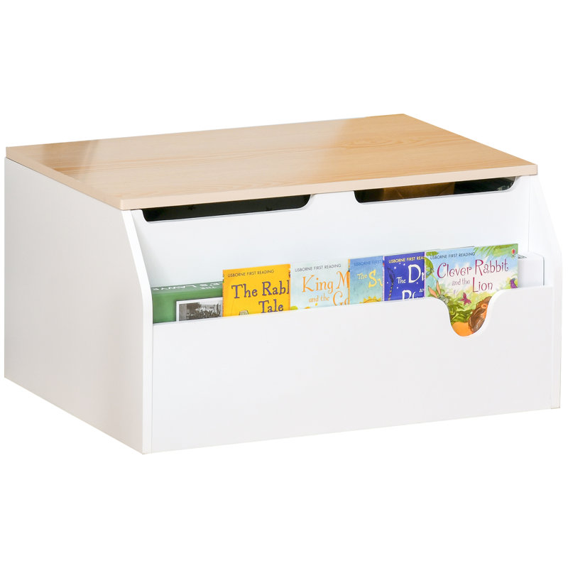 Boîte à jouets en bois pour enfants avec couvercle, coffre à jouets avec charnière de sécurité, blanc