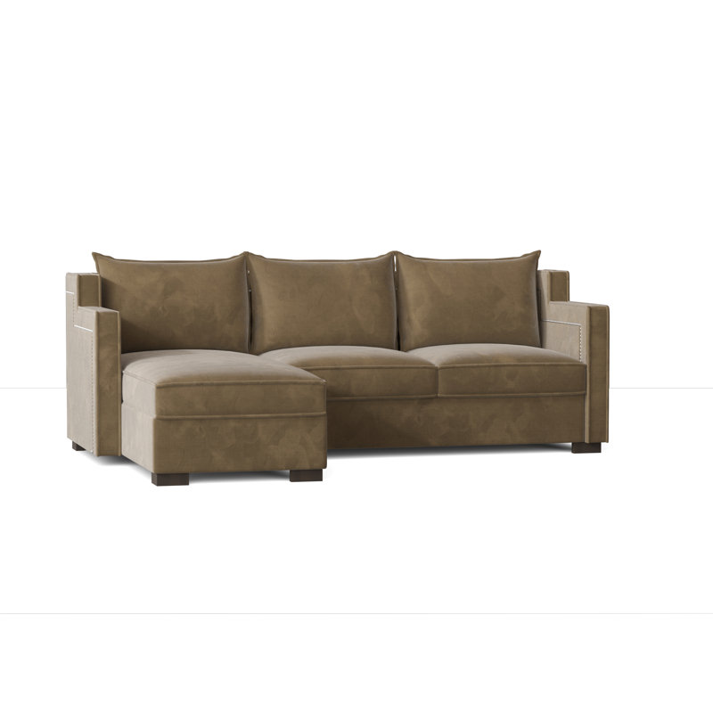 Parker Upholstered L-Shaped Sectional Left Hand Facing, Bella Brown Sugar, Silver
