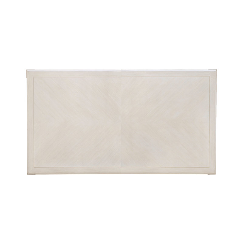 Beige and White Extendable Wood Rectangular Dining Table