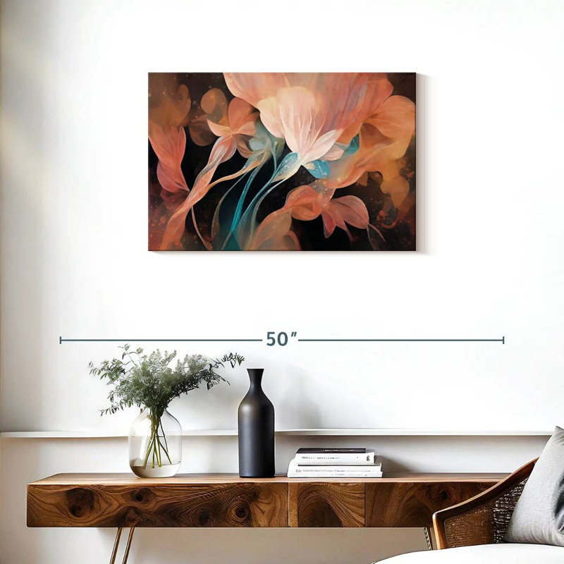 Fleurs de pêche abstraites Avery, H 20 po x l 30 po