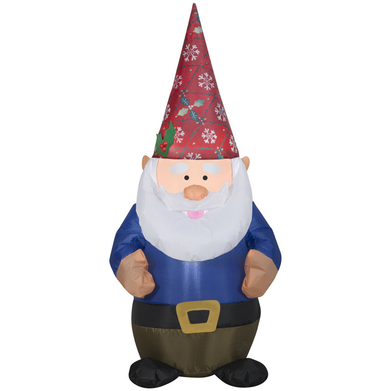 4 Ft. LED Christmas Gnome with Snowflake Hat Inflatable