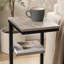 Table d'appoint, en forme de C, bout, côté, collation, salon, chambre à coucher, stratifié gris, métal noir, contemporain, moderne-2012959025-2012959029-2012959050