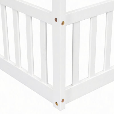 House Floor Bed with Roof Frame ,Pine Wood Floor Bed with Safety Guardrails