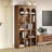 Rustic Farmhouse Arched Open Bookshelf, Tall 3-column Vintage Brown Wood Grain Display Bookcase with Closed Back Panel for Living Room Bedroom Home Office Decor