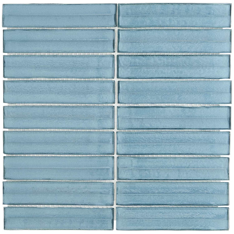 Maya Stacked 12x12 Polished Glass Mosaic Tile, Stacked Sky
