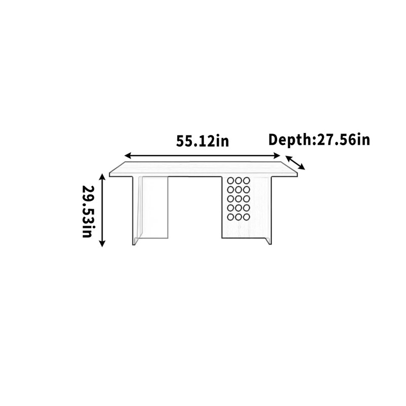 Novello, H 29,53 po x l 55,12 po x P 27,56 po