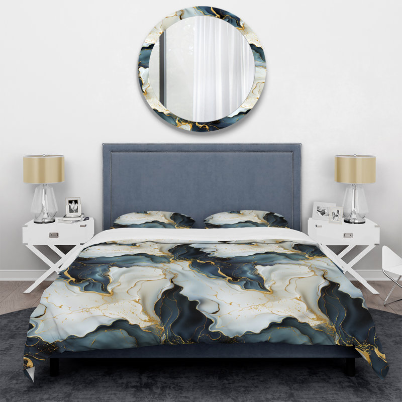 Literie en marbre doré indémodable Classic Delights II, Housse de couette simple + 1 taie décorative stan