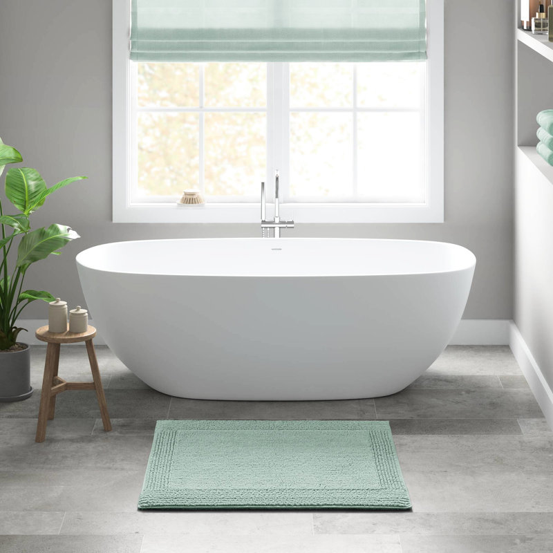 Tapis pour salle de bain réversible 100% coton 3000 g / m² 24 po x 36 po, velours moyen 0,5 po, lavable à la machine - antidérapant