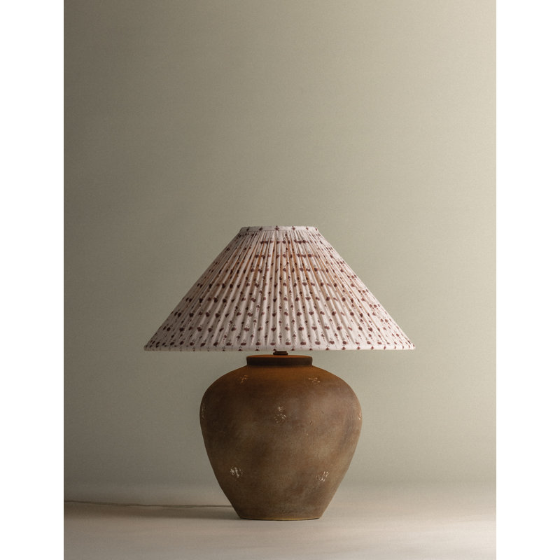 Calabria Table Lamp With Bloom Slate Shade, Primrose Red Shade