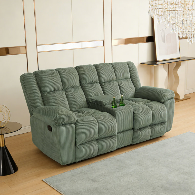 Canapé double vert intelligent - Tissu épaissi résistant à l'usure | Inclinaison manuelle 110 à 115 ° | Rangement et porte-gobelet double