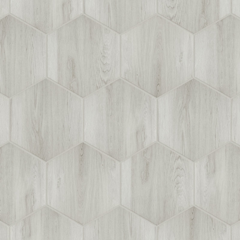 Natural 14" x 16.25" Pressed Porcelain Wood Look Wall & Floor Tile, White