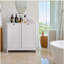 Panier à linge incliné avec panier amovible, panier à linge caché, armoire de rangement pour panier de salle de bain, organisateur de maison autoportant, blanc