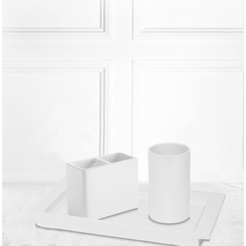 White Glossy Lacquer Resin Bath Accessories Tray