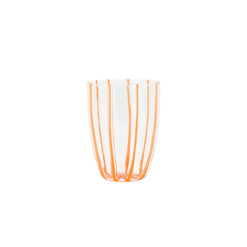 Nuovo Handmade Drinking Glass, Clear/Orange