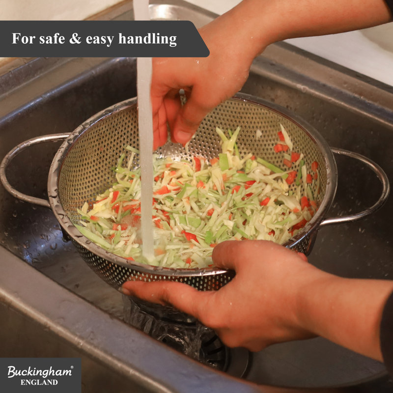 Buckingham Deep Colander Strainer Stainless Steel Micro-Perforated, 19.5 cm 