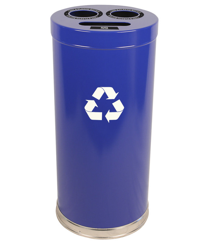 Poubelle de recyclage multi-compartiments Metal Recycling, Bleu, 24
