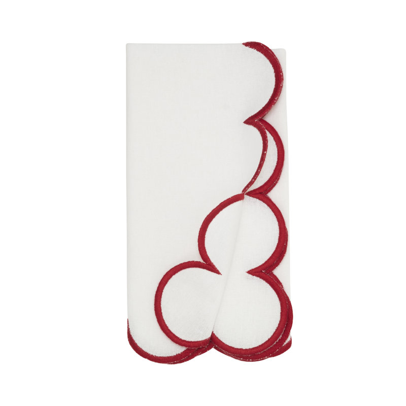 Paddock 100% Cotton Rectangle Napkin, White/Red