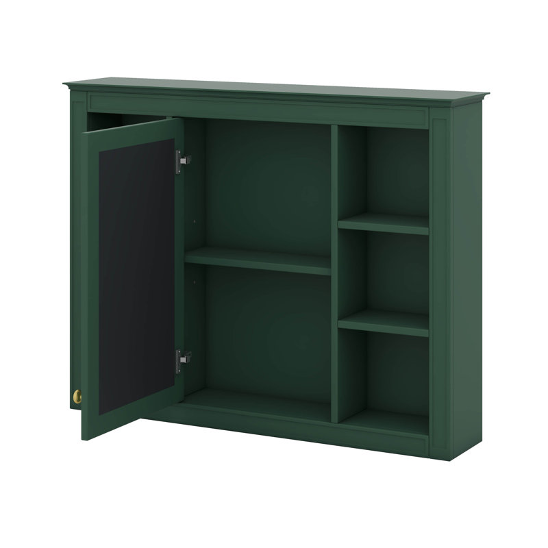 Armoire à pharmacie murale avec miroir et 6 tablettes ouvertes, Vert
