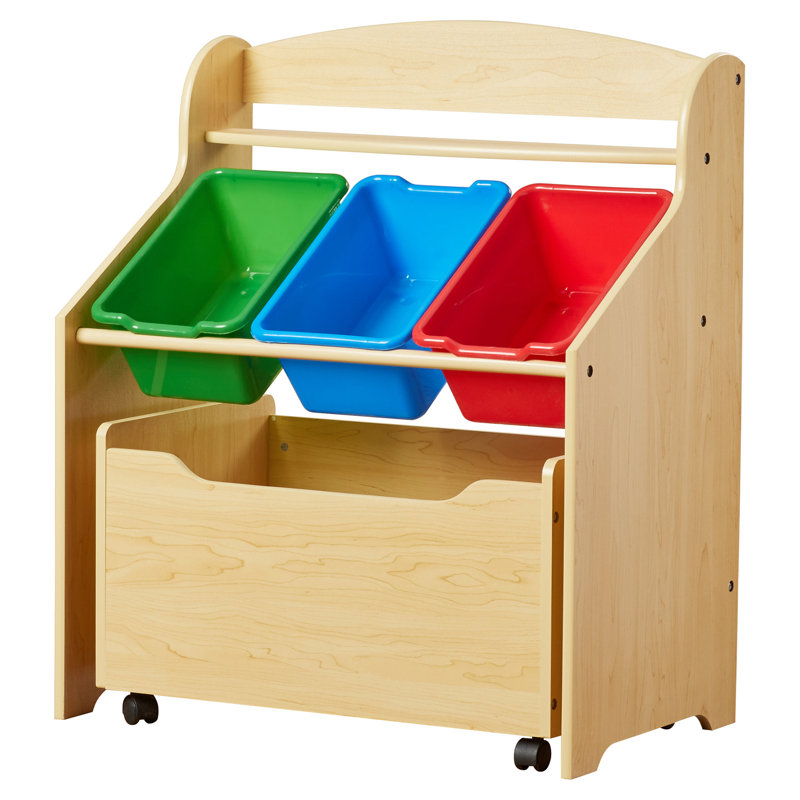 Système d'organisation de jouets avec bacs Azsha, Naturel