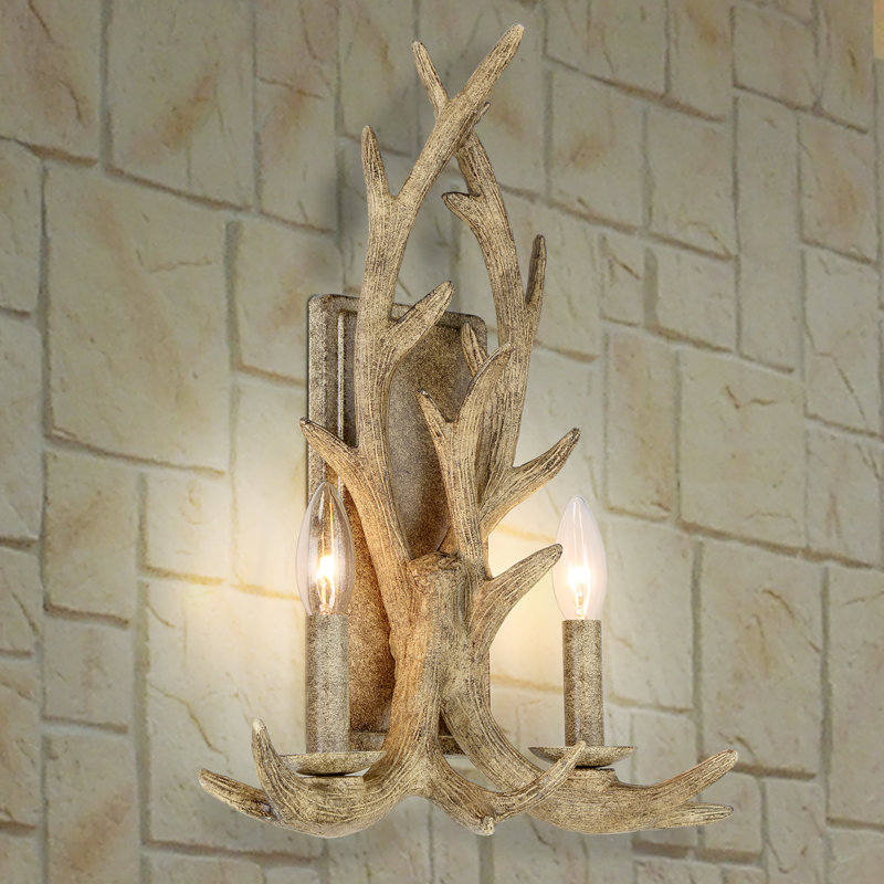 Littleton Iron Candle Wall Light, White Oak