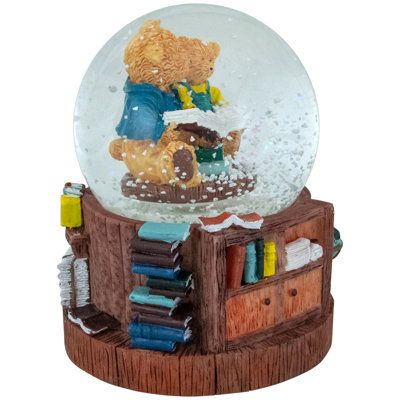 6" Musical Reading Teddy Bears Snow Globe