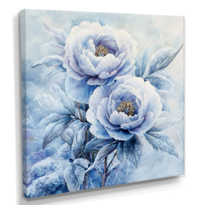 Pivoine bleue glacée - art mural pivoines