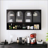 47.25" Four-Door Glass Wall Cabinet Storage With Shelf,Cupboard
