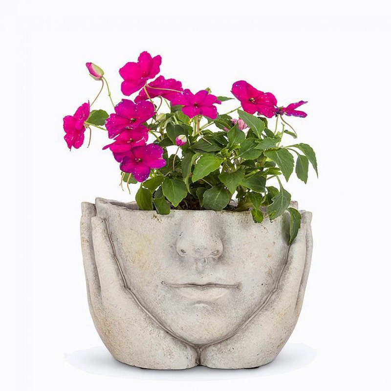 Face In Hands Planter