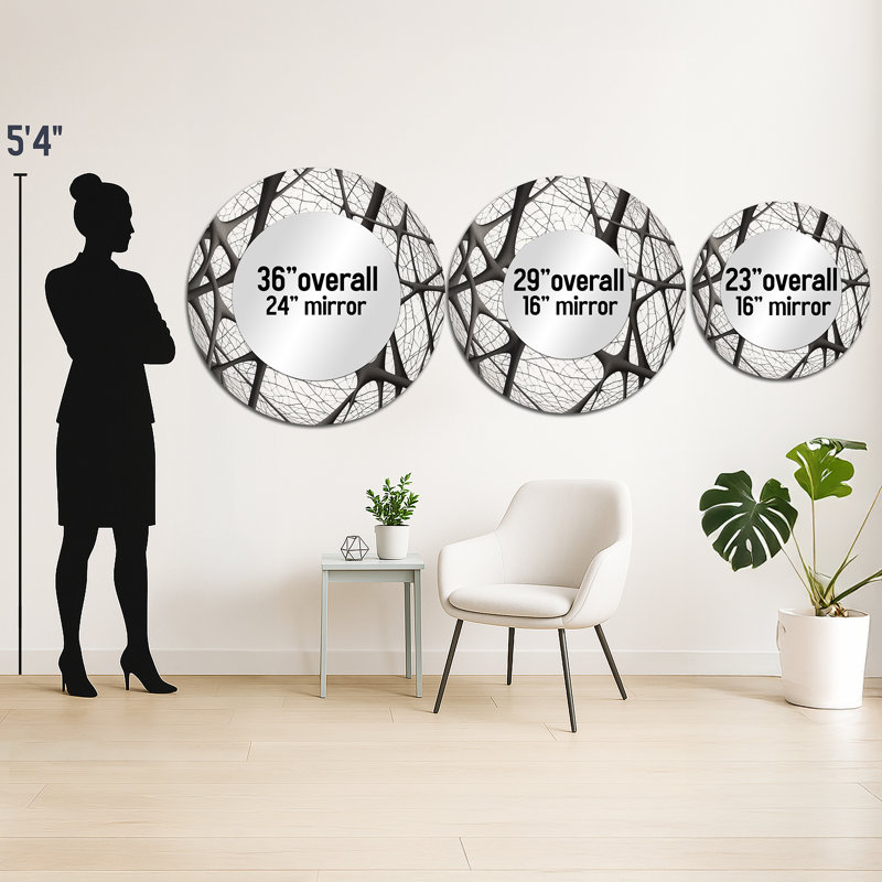 Miroir rond minimaliste noir et blanc, 29 po x 29 po