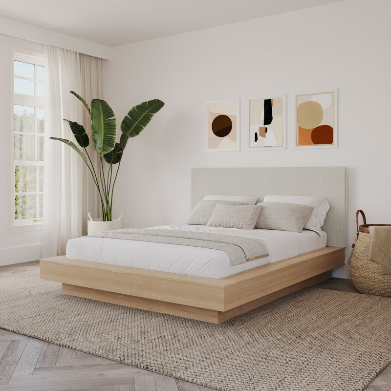 Ensemble de lit double tapissier Julian, Beige