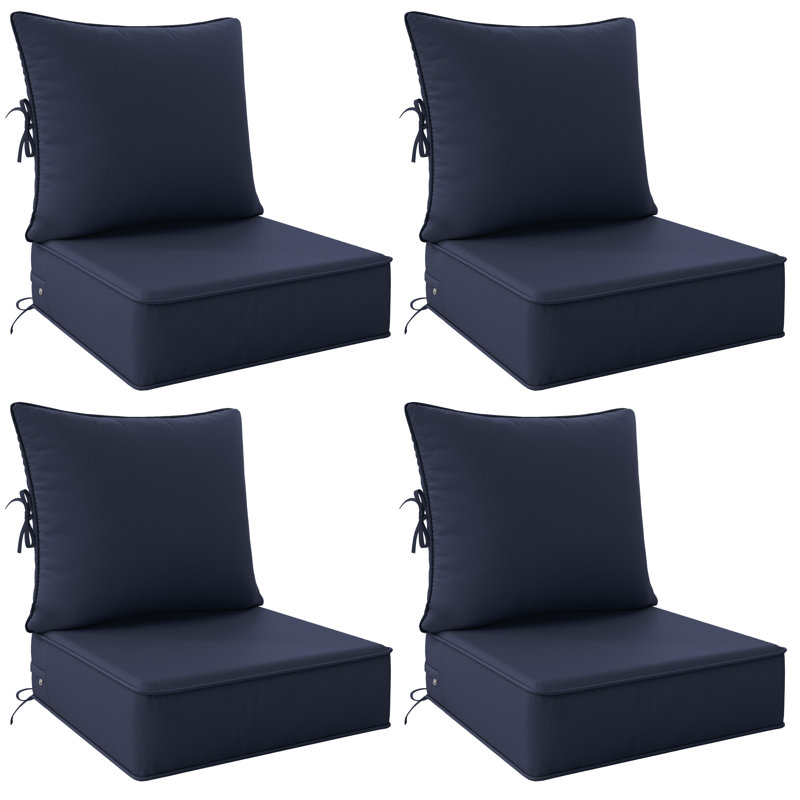 Outdoor 6.5" Thick Deep Seating Cushion Set Water-Resistant & Fade-Resistant Patio Chair Cushions, Navy