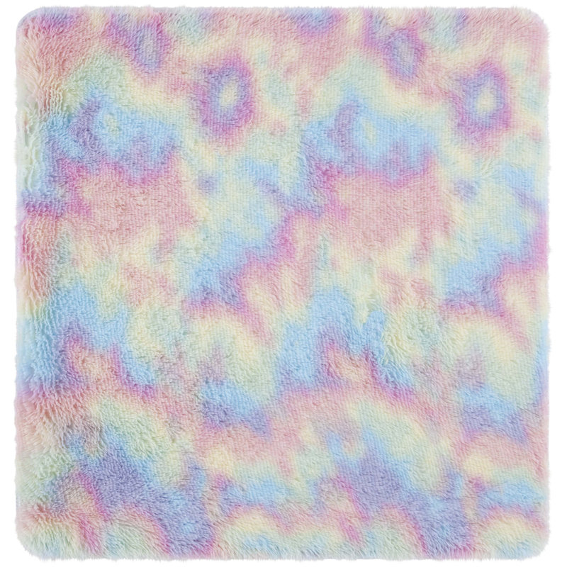 Zariyana Shag Performance Abstract Rug, Square 4'