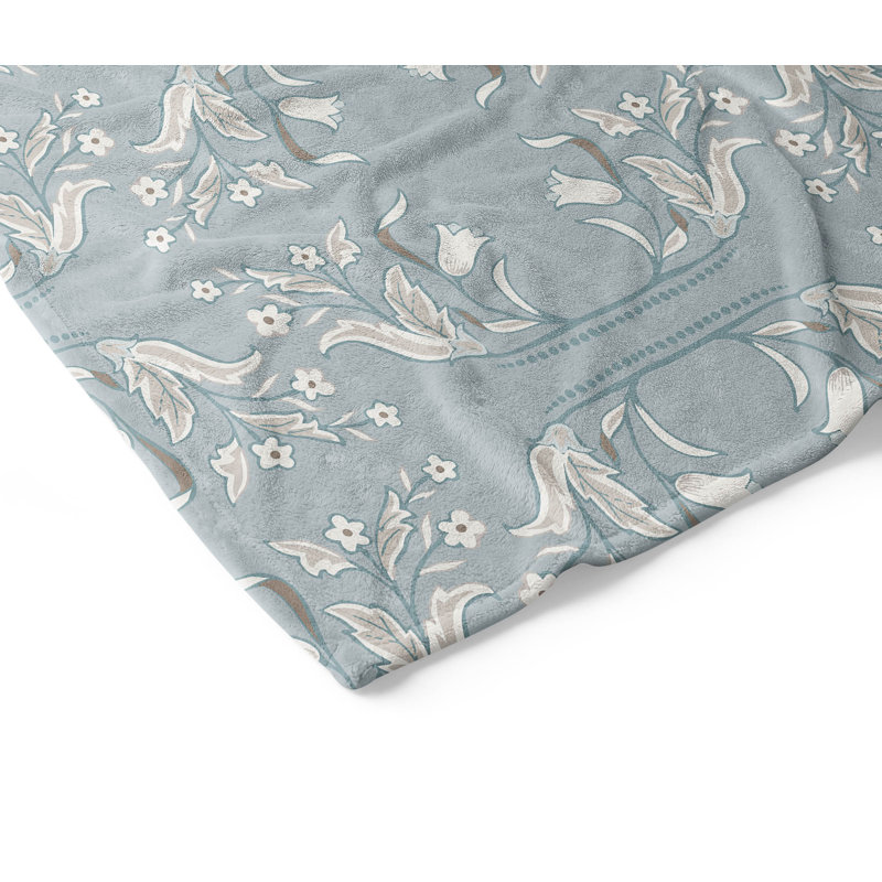 Jeté en velours Mira Mira, L 60 po x l 50 po, Bleu gris