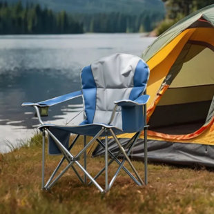 Oversized Padded Camping Chair with 4 Storage Pockets, Cup Holder & Cooler Bag - Heavy-Duty Portable Folding Chair for Outdoor, Picnic, Beach & Tailgating