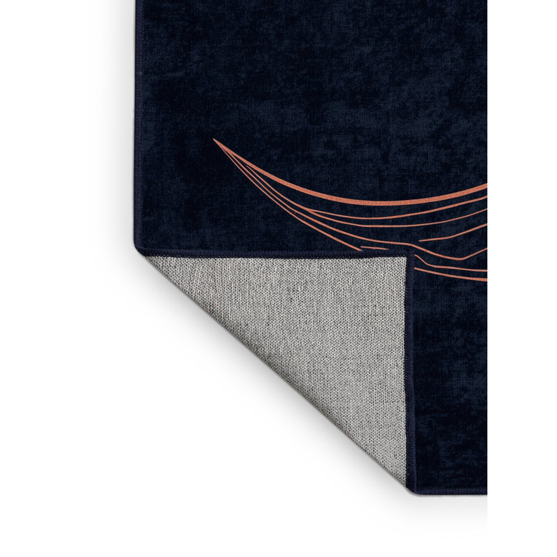 Tapis bleu moderne et contemporain lavable à la machine Rhawnhurst, 8 x 10