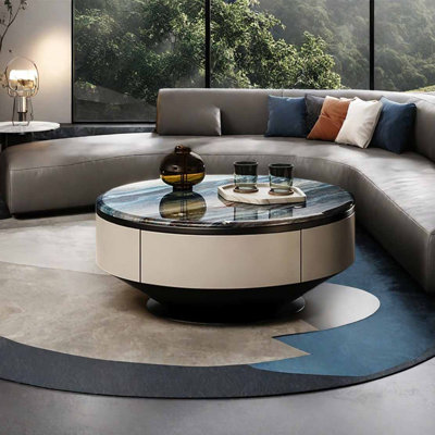 Round microcrystalline stone coffee table